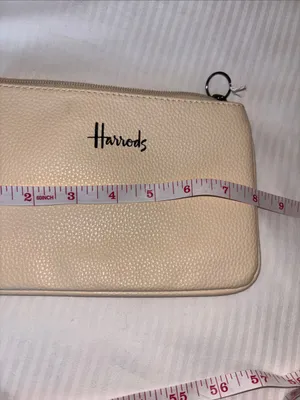 Harrods Pebbled Leather Zip Pouch in Cream thumbnail 8