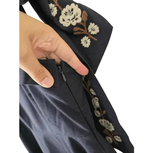 Petal & Pup Navy Blue Linen Blend Floral Embroidered Midi Dress Size Medium thumbnail 5