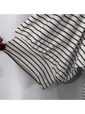 Daily Ritual Large Black White Striped T-Shirt Dress thumbnail 4