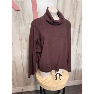 Aerie Plum Maroon Sherpa Fleece Cowl Neck Pullover Women’s XL thumbnail 4