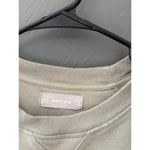 Everlane Women Sage Green‎ Ribbed Cotton Crewneck Sweatshirt Size M Casual thumbnail 3