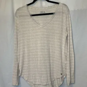 Abercrombie & Fitch A&F Long Sleeve V-Neck Striped Tunic Fringe Accent M thumbnail 2