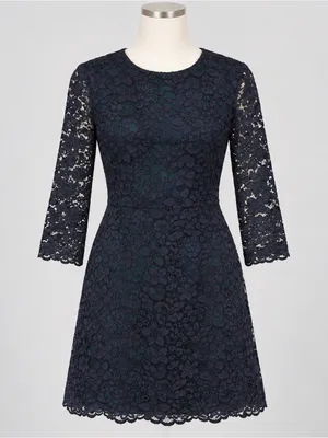 Tory Burch Bittersweet Navy Floral Lace Fit Flare Cocktail Dress 8 Dark Romance thumbnail 3
