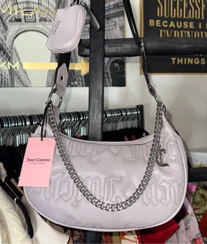 Juicy Couture Quilted Gull Grey Puff Half Moon Xbody Crossbody Faux Leather Bag thumbnail 1