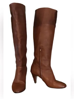 Cynthia Vincent Chestnut Brown Leather Riding Boots W/Heel (7) thumbnail 2