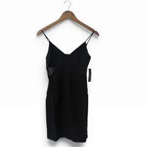 Lulus Black Spaghetti Strap V-Neck Mini Dress with Cut-Out Mesh size XS NWT thumbnail 3