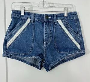 Free People Size 2 Blue Denim Shorts with Lace Trim thumbnail 1