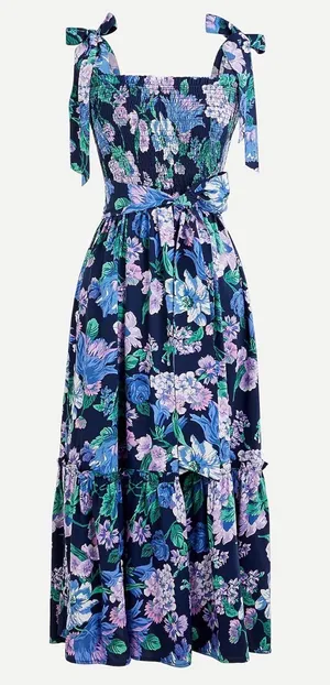 J.Crew Beachwear Smocked tie-shoulder dress in retro floral Size Small thumbnail 1
