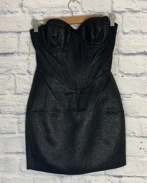 House of CB Eevi black sparkle strapless bustier mini dress XS thumbnail 3