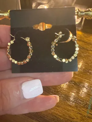 Gold Hoop Boutique Earrings 18K Yellow 1.25” width thumbnail 2