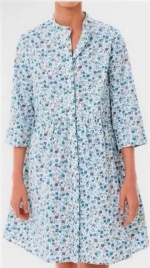 Tuckernuck Floral Drop Waist Dress Women Large Blue White Excellent Mini Pockets thumbnail 1