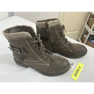 Womans Crown Vintage Rugged 8 M Brown Strappy Zip Up Laces Combat Boots thumbnail 2
