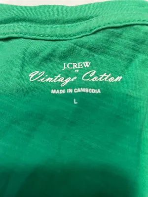J Crew Vintage Cotton Kelly Green T Shirt Women Scoop Neck Short Sleeve Sz L thumbnail 2