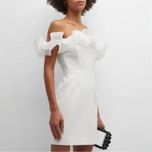 Milly Gizelle Ivory White Off Shoulder Ruffle Mini Dress Size 8 thumbnail 10