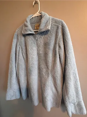 L.L.Bean XL Blue Sherpa Fleece Pullover Quarter Zip Cozy Soft‎ Jacket thumbnail 4