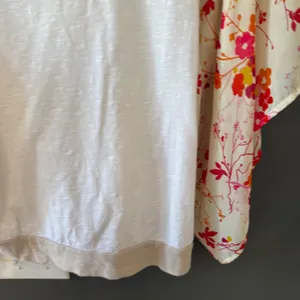 prAna Womens Small Boho Mixed Media Floral‎ Kimono Sleeve Crochet Lace Top White thumbnail 3