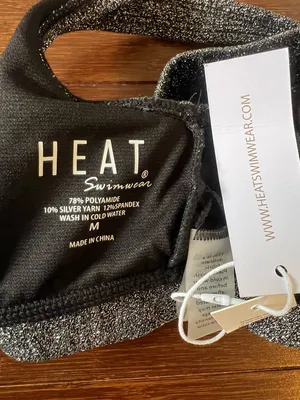 HEAT SWIMWEAR SPARKLING OCEAN TOP- BLACK SIZE M New with Tags thumbnail 5