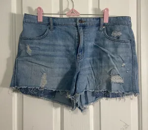 aerie Light Blue Distressed Denim Jean Shorts thumbnail 1