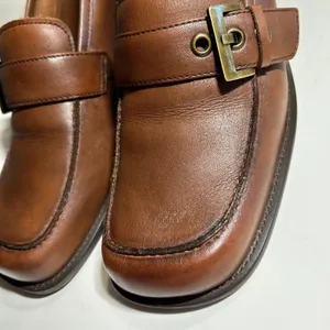 Naturalizer Womens Leather Loafers Block Buckle Heel Slip On Shoes Brown Size 10 thumbnail 9