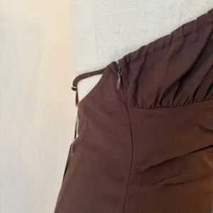 Riot Swim Dani Halter Maxi Dress S Ruched Backless Linen Resort Beach Brown NWT thumbnail 7
