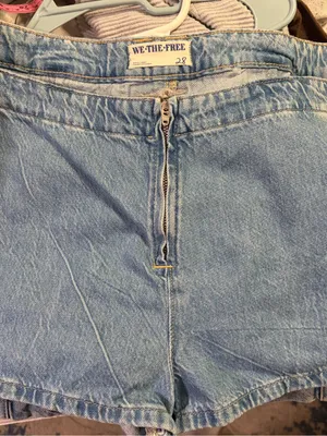 We the Free light Blue Denim Button-Front Mini Skirt skort size 28 thumbnail 5