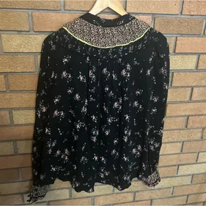 Free People Paloma Printed Long Sleeve Blouse Floral Flowy Button Up Size Small thumbnail 5