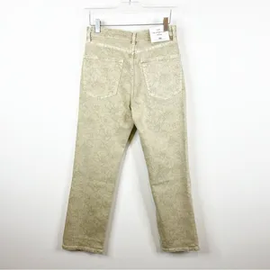 NWT‎ ZARA The Dreed Cropped Printed Flare Jeans Women's Size 4 Tan Cottagecore thumbnail 3