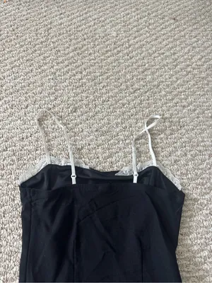 Black Cami Top with White Lace Trim thumbnail 6