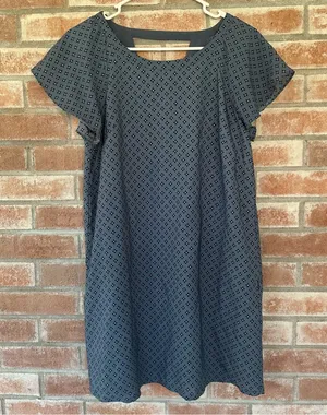 Abercrombie Fitch Flutter Sleeve Shift Dress Women’s Small S Blue Geometric thumbnail 1