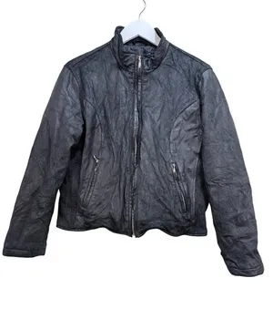 Wilsons Leather Maxima Leather Moto Jacket Textured Crinkle Vintage M/L thumbnail 1