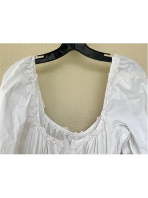 For Love & Lemons Jackson Clean Girl Babydoll Puff Sleeve Eyelet Mini Dress S thumbnail 10