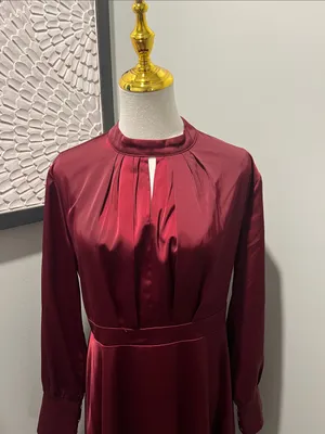 Chicwish Wine Burgundy Long-Sleeve Midi Dress thumbnail 2