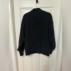 AERIE Sherpa bomber jacket , cardigan size medium‎ black full zip thumbnail 6