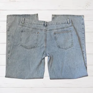 NWT Edikted Raelynn Low Rise Baggy Jeans Light Blue Washed Denim L Grunge Indie thumbnail 3