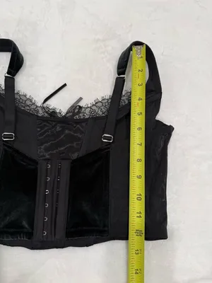 VS Black Velvet Lace Corset Bustier Top Size Large Y2K Coquette thumbnail 5