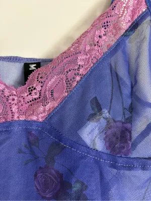 Motel Rocks Crop Top Cami Floral Romantic Coquette Cottagecore Top XS Purple thumbnail 6