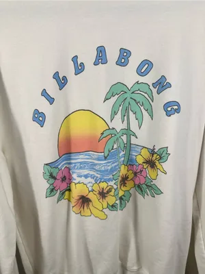 N268. Billabong women’s Cream Tropical Sunset Graphic Sweatshirt oversized thumbnail 2