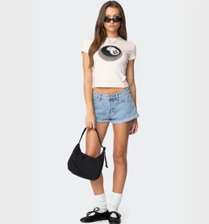 Edikted Denim Shorts Low-Rise thumbnail 5