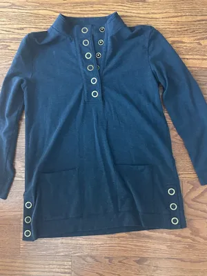 Soft Surroundings Lakshmi Tunic Pullover Navy Size Medium Athleisure Sweatshirt thumbnail 2
