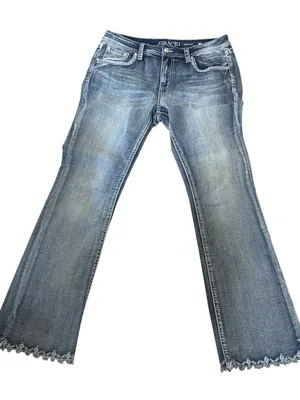 Grace In LA Easy Fit Embellished Bootcut Jeans Rhinestones Thunderbird Sz 30 thumbnail 1