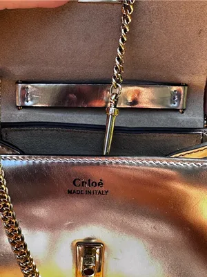Chloé Drew Micro Metallic Silver Leather Crossbody Bag Gold Hardware Italy thumbnail 11