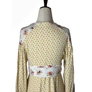 Free People‎ Wonderland Floral Mini Dress Women XS Yellow Boho Sash Cottagecore thumbnail 7