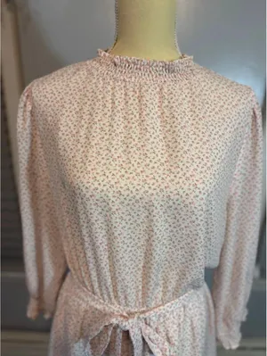 Sweet Rain Floral Mini Dress Cottagecore Tie Waist Ruffle Long Sleeve XL thumbnail 3