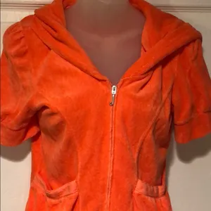 Juicy Couture Puff Sleeve Hoodie Orange Terry M thumbnail 2