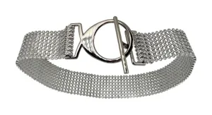 Sparkly Crystal Rhinestone Mesh Belt Silver‎ Wide Waist Statement Y2K Glam thumbnail 1