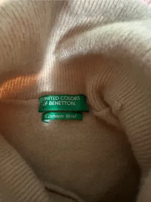 United Colors Of Benetton Short-Sleeve Turtleneck Sweater in Light Beige thumbnail 3