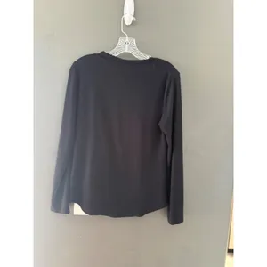 Athleta Wind Down Sleep Top Womens Small Black‎ Waffle Knit Henley Long Sleeve thumbnail 4