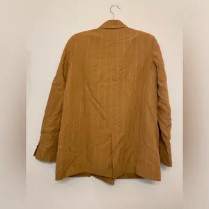 Zara Women’s Linen-blend Striped‎ Blazer Jacket in Mustard Yellow Size S thumbnail 6