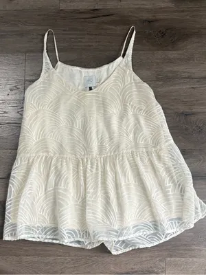 HD in Paris Anthropologie Ivory Cream Layered Babydoll Tank Top Shirt Cami thumbnail 1