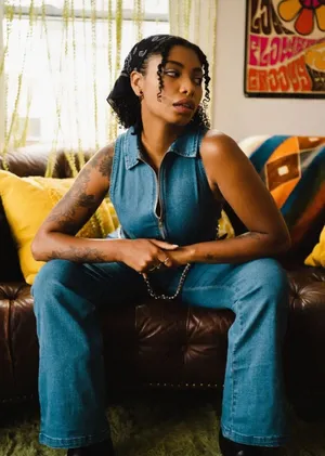 Cider Denim Collared Flare Leg Jumpsuit Women’s Medium thumbnail 1